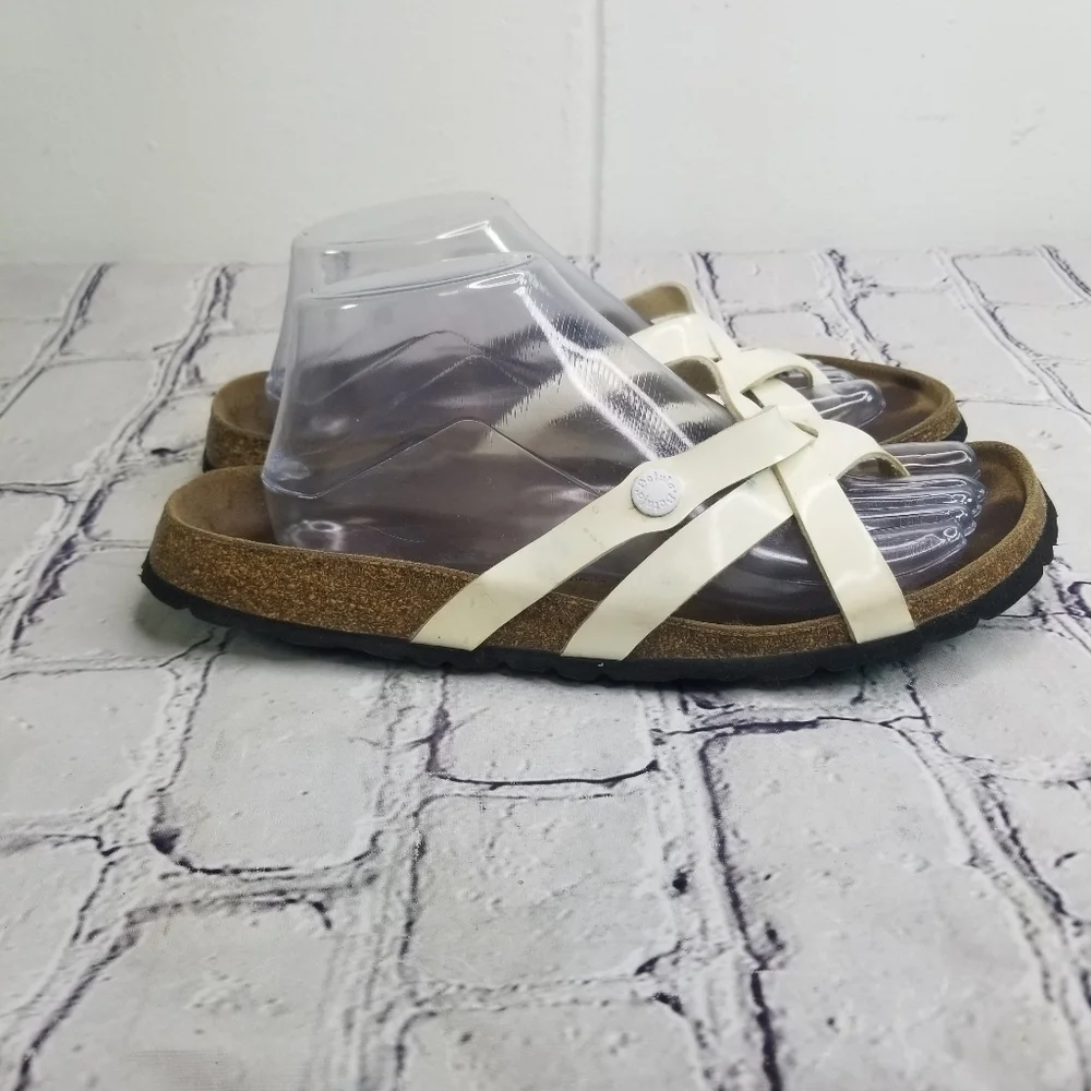 Betula Birkenstock white faux vegan leather strappy sandals